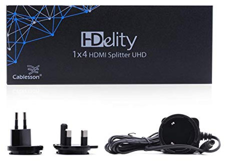 Cablesson 1X4 HDMI 2.0 Splitter con EDID (18G) 4K 1x4 Ports Converter Full Ultra HD, 1080 4K 3D EDID per Xbox One, PS4 Sky Box Fire Stick, Lettore Dvd, HDTV