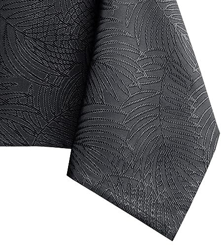 AmeliaHome Nappe Effet Lotus déperlant Polyester Anthracite Gaia 140x500 cm