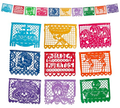 FANMEX - Fantastik - Authentische mexikanische Girlande - Modell Tag der Toten - Papel picado 5 Meter (Kunstoff)