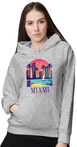 BLAK TEE Damen Miami Florida Skyline Kapuzenpullover
