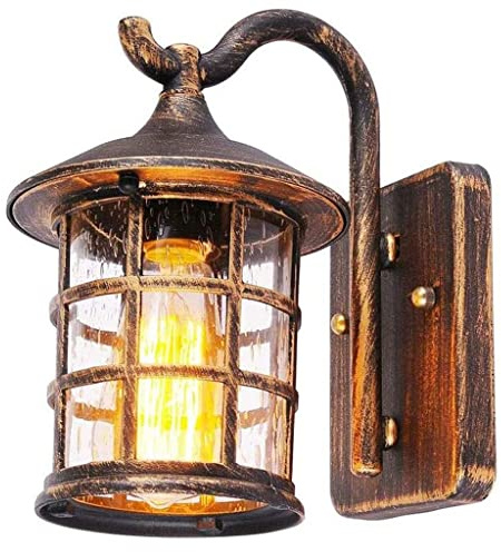 Holz Retro Lichter Rustikale Wohnzimmer Wandlampe EZ7 Lampe Wandleuchte Schlafzimmerwand Einfach Kreativ Vintage Antik Glas Lampenschirm Nostalgie Innen Loft Zimme Design Leuchte,E