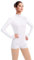 FYMNSI Damen Langarm Ballettanzug Ballettbody Sport Tanz Body Gymnastikanzug Trikot Bodysuit Einteiler Turnanzug Leotards Overall Stehkragen Einfarbig Elegant Bodies Ballett Langarmbody Wei? 3XL