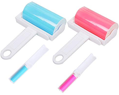 Fusselrolle Wiederverwendbarer Tierhaar-Entferner, waschbarer Tierhaar-Roller mit Griff und Abdeckung sowie Roller in Reisegröße （4er Pack Abwaschbar Klebrige Rollen