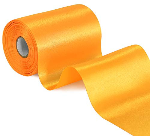 TONIFUL 10cm x 20m Goldenes Gelb Breit Satinband Farbiges Stoffband für Geschenkband Öffnen des Schleifen Große Öffnung der Bänder Den Stuhl Hochzeit Party Dekoration Valentinstag Auto Weihnachten