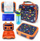 Bento Lunchbox mit isolierter Tasche, Wasserflasche & Eisbeutel Set für Kinder Kleinkinder, 5 Portionsabschnitte, BPA-freies herausnehmbares Tablett, Vorschulkind, Snackbehälter, blauer Dinosaurier