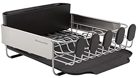 KitchenAid Compact Stainless Steel Dish Rack, 16.06-Inch, Black