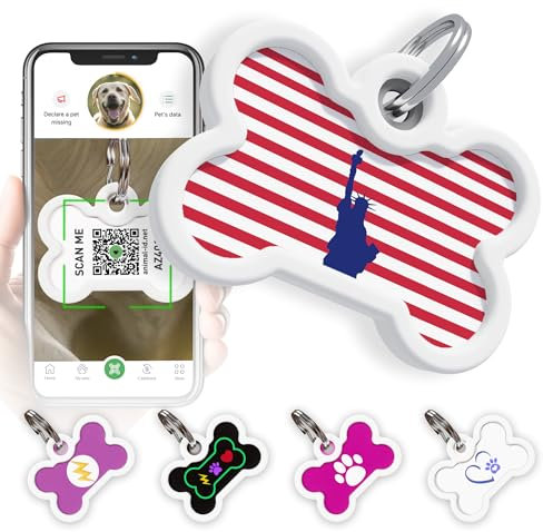 QR-Code Hundemarke, stille ID, Haustiermarken, personalisiertes Namensschild mit Online-Profil (Freiheit, Knochen)