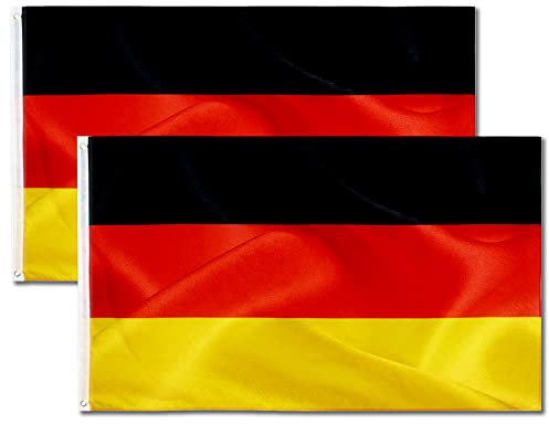 2 Pezzi Bandiera della Germania | Bandiera Nazionale Tedesca | Bandiera Germania resistente alle intemperie con occhielli in ottone | Bandiera Tedesca | 90 x 150 cm | Colori forti | Alta qualità