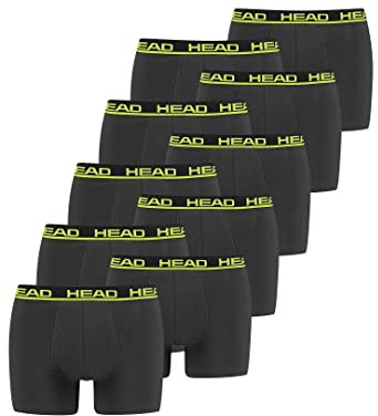 HEAD Herren Basic Boxer Pant Shorts Unterwäsche Unterhose 10 er Pack, Farbe:009 - Phantom/Lime, Bekleidungsgröße:S