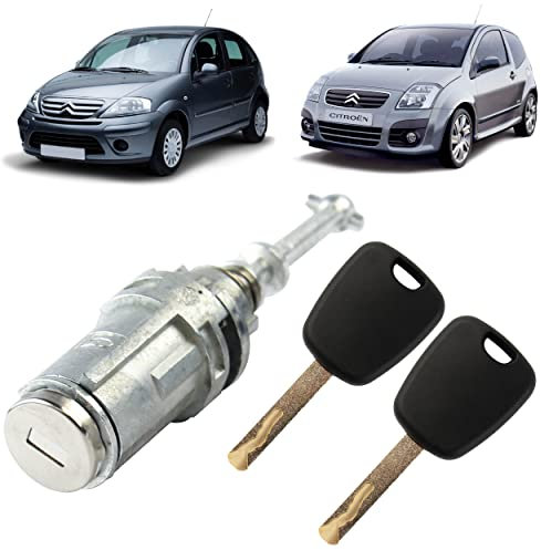 Serratura portiera compatibile per Citroen C2, C3 e C3 Pluriel (2002-2011) anteriore sinistro (guida) Barilotto portiera con chiavi duplicate | 9170T9