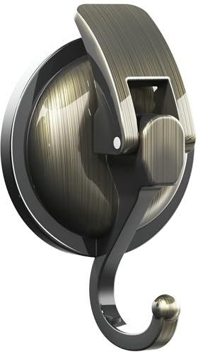 SOCONT Heavy Duty Vacuum Suction Cup Hooks, Green Bronze Plated Polished Super Suction for Kitchen Bathroom, 1 Pack