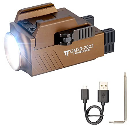 TrustFire Mini Pistolet Lampe Militaire Tactique GM23 800LM LED Lampe Militaire Lumière Allume à dégagement rapide brillant,Compatible avec Rail Pictinny glock 17/19/20/22pour Chasse-Jaune