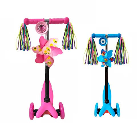 Veemoon Paar Handhaben Fahrrad-Streamer Für Mädchen Bikes- Zubehör Für Kinder Fahrrad Quasten Für Mädchen Fahrrad Verkleiden B?nder Mädchenfahrräder Roller Seilschnalle Baby Rot Weiß Blau