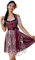 KOJOOIN Damen Trachtenkleid 3tlg.Dirndl Midi Kleid mit 3D Drucken für Oktoberfest-DREI Teilig: Kleid, Bluse, Schürze Rot(3D Drucken) 36