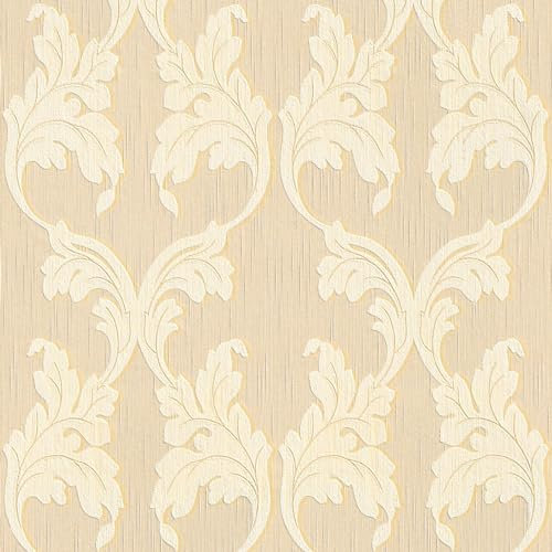 Fabric Look Wallpaper Wall Profhome 956282-GU Textile Wallpaper Textured with a Fabric Look matt Beige Yellow 5.33 m2 (57 ft2)