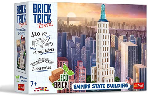Trefl - Brick Trick Travel: Empire State Building - Bauen mit Brick Travel, New York City, EKO Brick Bricks, 420 Bausteine, wiederverwendbar, Kreativ-Set für Kinder ab 7 Jahren
