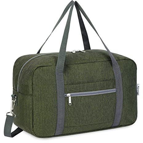 for Ryanair Airlines Underseat Cabin Bag 40X20X25 Foldable Travel Duffel Bag Holdall Tote Carry on Luggage Overnight for Women and Men 20L (Army Green (with Shoulder Strap))