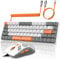 YINDIAO T8 60% RGB Gaming Tastatur und Maus Set + Gewendeltes USB-C Kabel,Kabelgebundene Mechanische Tastatur,68 Tasten TKL Compact Layout,Maus mit Wabenstruktur,Bis zu 6400DPI,für PC PS5 -Hellgrau