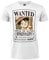 One Piece T-Shirt Straw Hat. Wanted Model. Monkey D. Luffy. Cotton. Unisex. White. Adult Boy., White, M