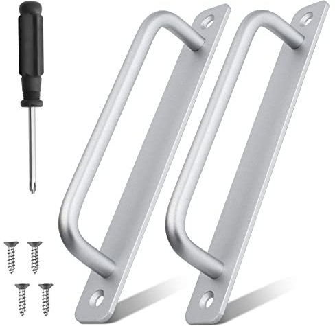 UMILKI 2pcs Tiradores de Puerta de Granero, Tiradores de Puerta Corredera con Tornillos y Destornilladores, Tirador Puerta Aluminio para Puertas de Madera, Armario, Cajón