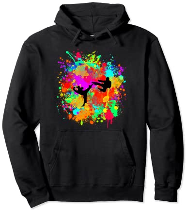 Colourful Judo and Karate Fighter in Suit with Belt & Bag Pullover Hoodie