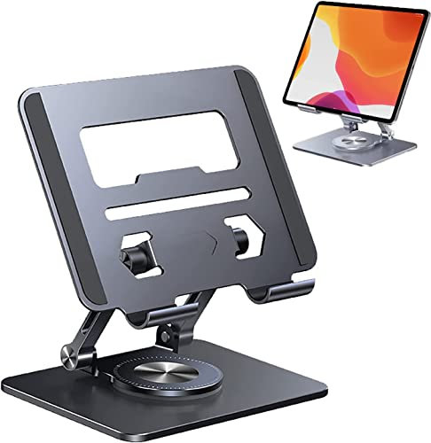 Blueorxy Laptop Stand with 360°Rotating Base,Adjustable Laptop Stand Aluminum Alloy Rotating Bracket,Ergonimic Foldable Heat-Vent Portable Laptop Holder for Laptops up to 17'' (Grey)