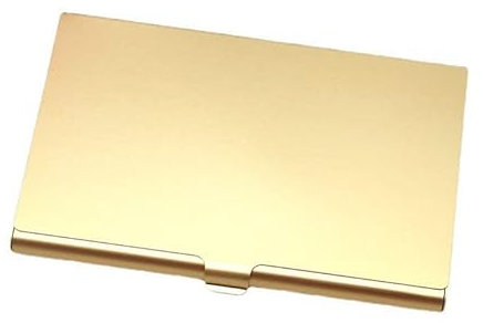 SYSUII Lot de 2 porte-cartes de visite, en aluminium, mince, pour hommes et femmes, porte-cartes de visite, porte-cartes de visite, porte-cartes de visite, étui pour cartes de visite, doré