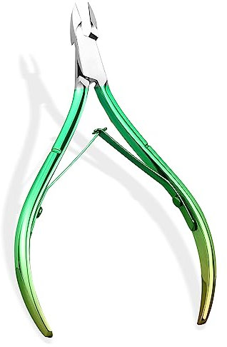 Alicates Cuticulas Acero Inoxidable,Alicates para cutículas,Corta Cuticulas Profesional, Tijeras Cuticulas para Uñas Gruesas o Encarnadas, Pedicura y Manicura,Degradado Verde.
