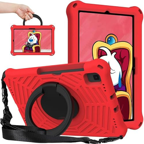 Funda para Galaxy Tab S5e Kids de 10.5 Pulgadas 2019, patrón de telaraña de Espuma EVA, con Soporte de asa de Anillo y Correa de Hombro para Tablet Samsung Galaxy Tab S5e SM-T720/T725, Rojo