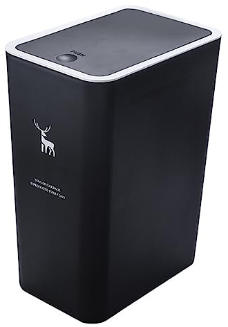 Poubelle avec couvercle, poubelle de 15 l avec couvercle à ressort, poubelle moderne pour cuisine, chambre, salle de bain, salon, bureau (style