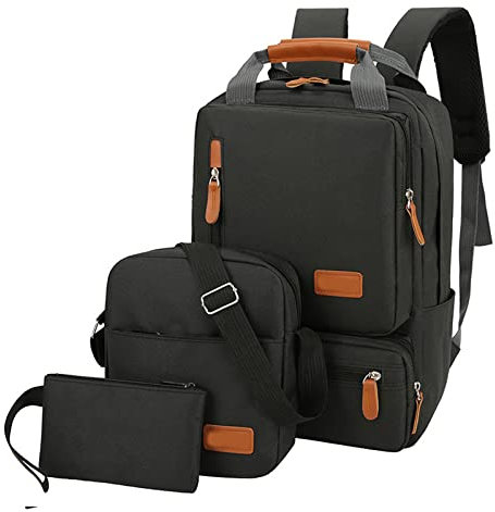 Tidyard Rucksack Set 3tlg. Schulrucksack Rucksack Herren Laptop Rucksack Umhängetasche kleine Tasche, für Reisen, Schule, Geschäft, Arbeit, College, passend für bis zu 14,5 Zoll