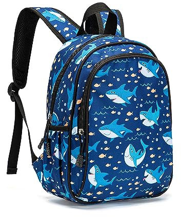 Treer Sac a Dos Enfant, Motif Cartoon 3D Cartable Fille Primaire, Cartable Garcon Primaire 10L, Cartable Stitch Oxford Imperméable Cartable pour Garçons Filles (Requin,32x24x10cm)