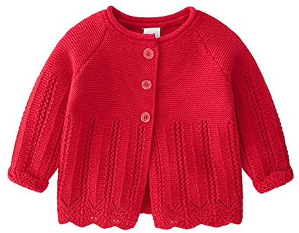 Neugeborenes Baby Mädchen Jungen Winter Warm Strick Baumwolle Langarm Kleidung Mantel Jacke Strickjacke Halloween Kostüm Kürbis Kinder (Red, 12-18 Months)