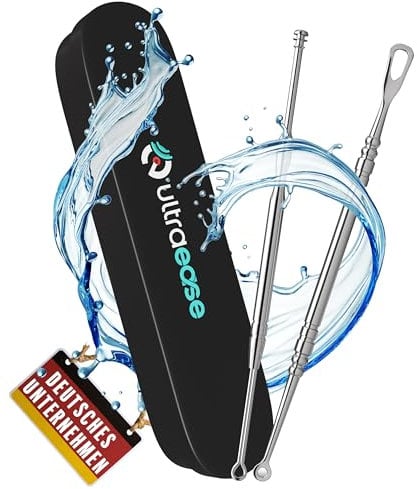 Ultraease Tonsillenstein Entferner Set - Mandelstein Entferner - Stahl statt Plastik Mandelsteinschröpfglas - gegen Mundgeruch - Mundpflegestäbchen in 3 Größen - Tonsil Stone Remover Set