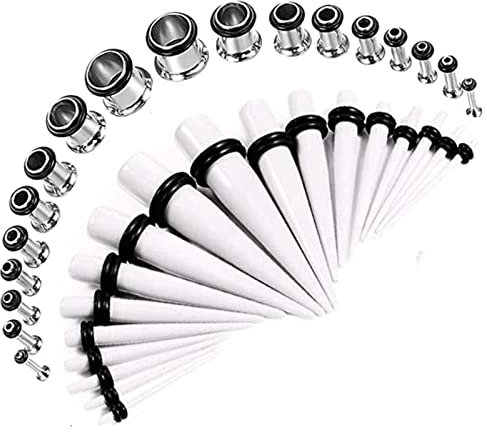Epinki Schmuck Gauges Für Ohren Double Flared Tunnel 36er, Edelstahl Ohr Plug Damen Kegel Weiß Ohrringe Mädchen Rock für Unisex