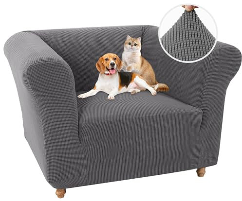 NOPEXTO Stretch Chesterfield Sofabezug 1 Stück Sofahusse Mit Armlehne Jacquard Sofa Überwürfe rutschfest Sofa Überzug Waschbare Sofabezug (1 Sitzer,Grau)