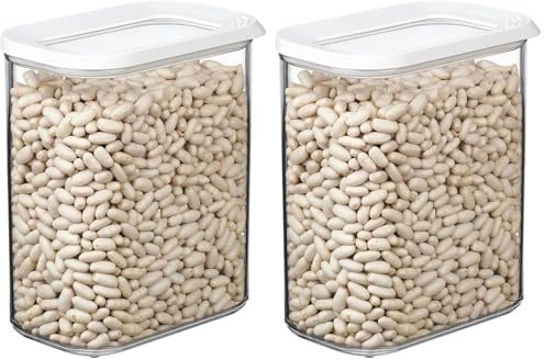 Mepal - Lebensmittelbehälter Rechteckige Modula - Transparente Vorratsbox mit Deckel - Küchenorganizer & Aufbewahrungsbox aus Kunststoff - Stapelbar & Luftdicht - 1500 ml - White (Packung mit 2)