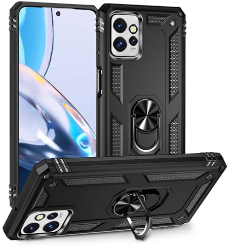 BestST Hülle für Motorola Moto G Power 5G 2023 Cover + HD schutzfolie, Armor Stoßfest TPU PC Schutzhülle Ringhalter Handytasche Case Handy Hüllen, Schwarz