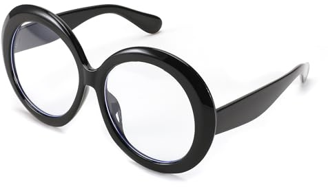 FEISEDY Übergroße Blaulichtfilter Brille Rund Damen Herren Retro B2997 | Computer Gaming Brillenfassung, Partybrille