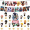 Tortendeko, 16Pcs Geburtstagsdeko, Happy Birthday Banner, Anime Muffin Deko, Thema Party Deko, Kuchen Deko, Party Deko Geburtstag, Tortenaufleger für Kinder Junge Mädchen Party Zubehör