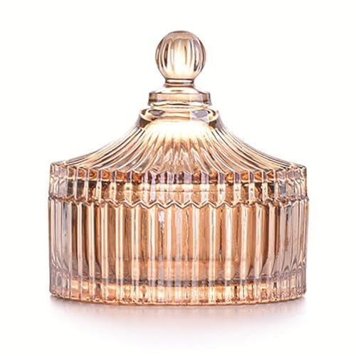 YILUSHENGHUA Colorful Glass Jar With Lid,Candy Cookie Jars,Jewelry Box,Biscuit Containers Food Storage,Decorative Jar(Amber)