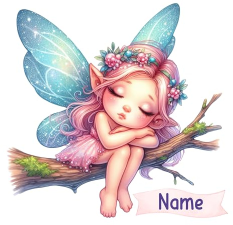 GRAZDesign Wandtattoo Süße Fee mit Name personalisiert Kinderzimmer Mädchen, Feen Welt Wandaufkleber - 52x50cm
