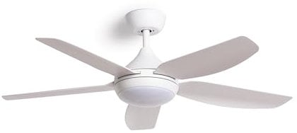 TECHBREY - Ventilador de Techo Silencioso Dokós | Motor DC Eficiente | 6 Velocidades | Luz LED CCT Regulable | Función Verano/Invierno | Mando a Distancia, Madera/Blanco