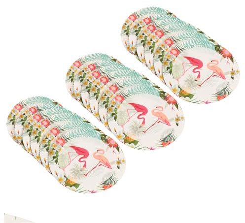 Lot de 18 assiettes rondes en alpaga avec -dents - Assiettes à dessert - Assiettes à dessert - Assiettes jetables en papier - Motif flamant rose