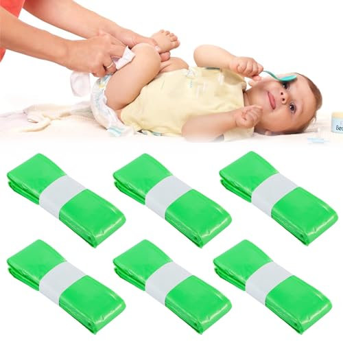 Bwetomk 6pcs Diaper Pail Refill Bags Set, Disposal Nappy Bin Refills Compatible with Angelcare, Tommee Tippee, Genie, Munchkin, Maximum Capacity 280 Diapers for Baby Diaper Bucket Nappy Bin (Green)