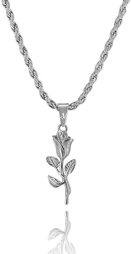 JVillion Jesus Kreuz Halskette Herren 3mm Rope Kette Silber Streetwear Schmuck religiöses Design Geschenk Männer