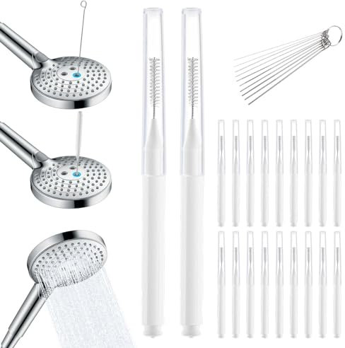 30pcs Shower Head Cleaning Brush with Stiffer and Denser Bristles,with 10pcs Stainless Steel Needle Small Gaps Hole Anti-Clogging,for Household Bathroom