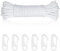 Flag Pole Rope with 6 PCS Flag Pole Clips, 20M Thick Nylon Flagpole Rope Flag Poles Halyard Rope Kit Tree Swing Ropes 6mm Nylon Cord for Outdoor Sailboat Garden Camping (White)