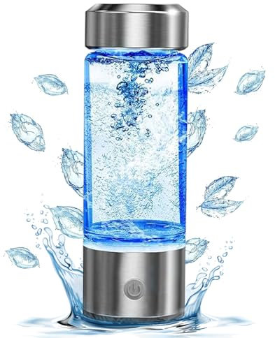 YTYOMUR Wasserstoff Wasserflasche, 450ml USB Wiederaufladbarer Hydrogen Water Bottle, Glas-Wasserstoff-Wassermaschine, 3Min schnelle Elektrolyse, Wasserstoff-Wassergenerator für Reisen, Sport