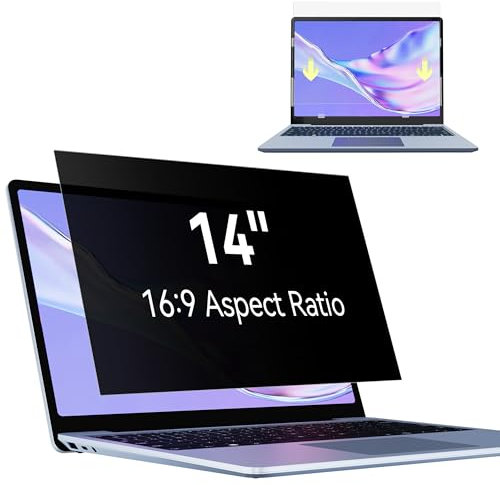 Makinda Filtre de Confidentialité 14 Pouces 16:9, Film Ecran Ordinateur Portable Compatible avec HP/Dell/Acer/Lenovo/Thinkpad/Envy, Amovible Anti Espion/Lumiere Bleue Protection Ecran Laptop